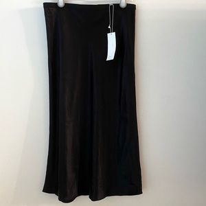 NWT Vince Black Silk Midi Slip Skirt